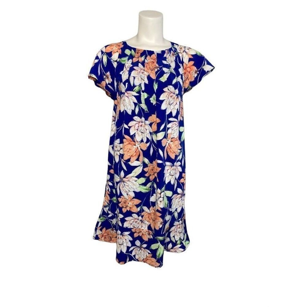 Signature Collection Blue Floral Dress Size Medium 10/12‎